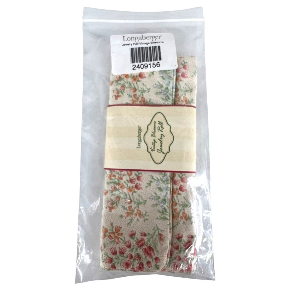 New Longaberger Vintage Blossom Floral Fabric Jewelry Roll Fabric Organizer Bag